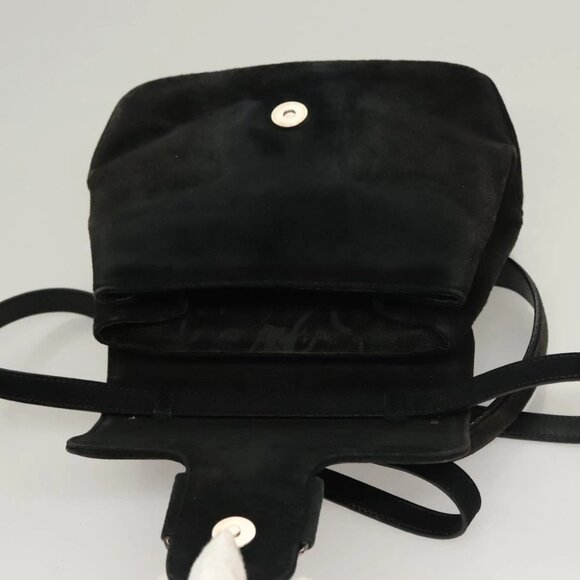 Salvatore Ferragamo Hand Bag Suede Black Silver Auth - Picture 7 of 16